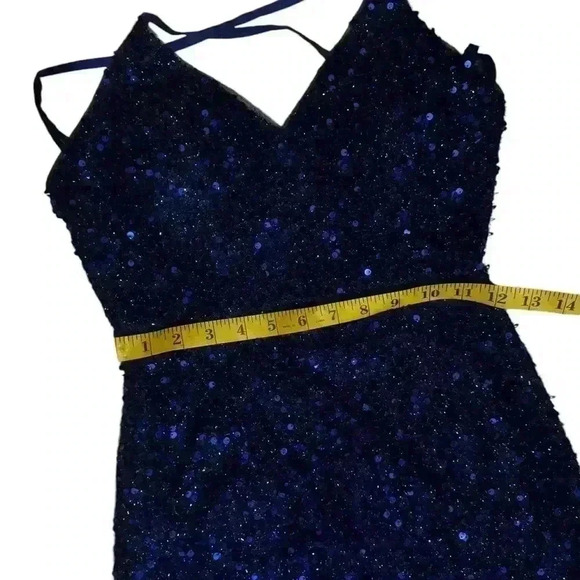 Unbranded V neck backless stretch sequin slit sleeveless evening maxi dress. - Picture 15 of 16